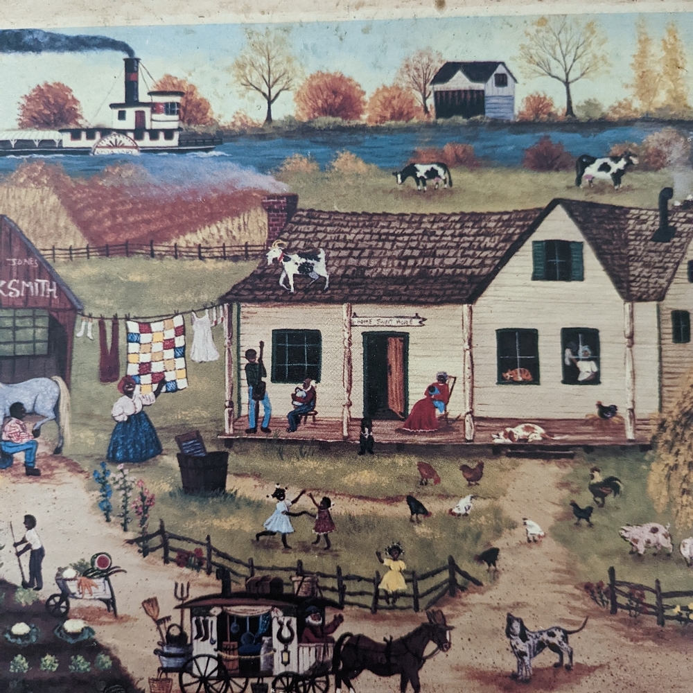 Vintage Framed Print folk Art CINDY MANGUTZOLD PEDDLER MAN Country Farming Farm - Picture 4 of 10